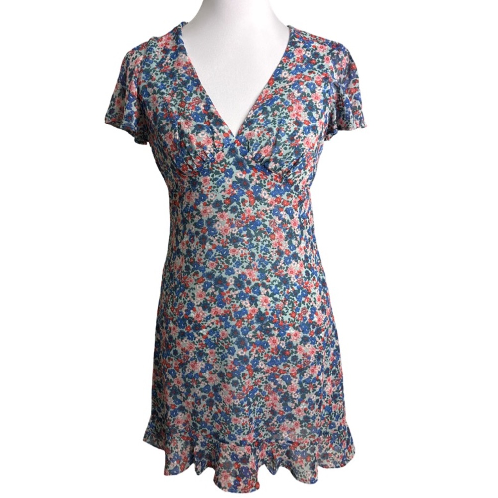 Floral Midi Dress in Sage and Blue
